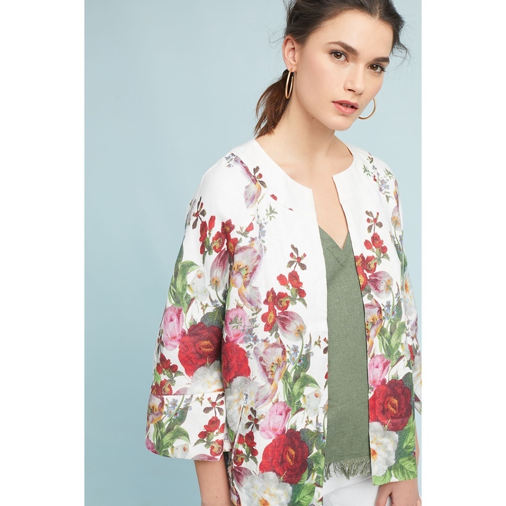 Eva Franco Anthropologie Rose Linen Coat